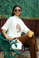 Off-White Embroidered Kimono-Sleeve Pullover