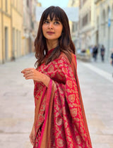 Red Banarasi Silk Saree with Jacquard Weaving - Premium Varanasi Silk