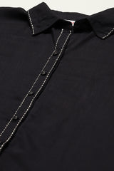 Solid Rayon Asymmetric Kurta Dhoti Set