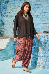 Solid Rayon Asymmetric Kurta Dhoti Set