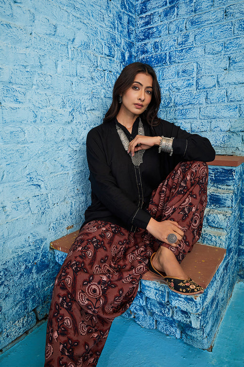 Solid Rayon Asymmetric Kurta Dhoti Set