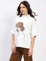 Off-White Embroidered Kimono-Sleeve Pullover