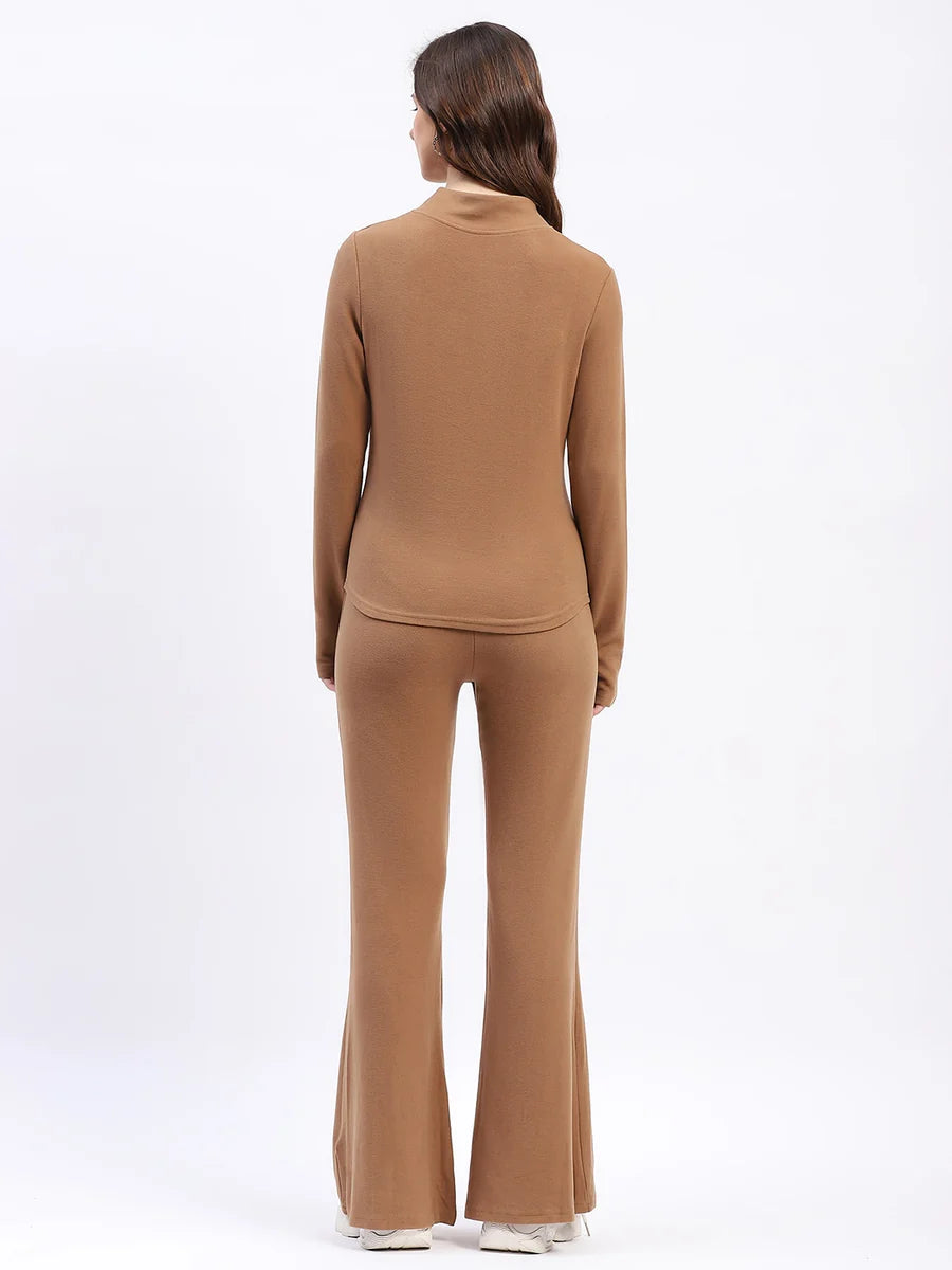 Beige Rayon Blend Bootcut Co-ord Set