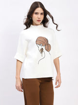 Off-White Embroidered Kimono-Sleeve Pullover