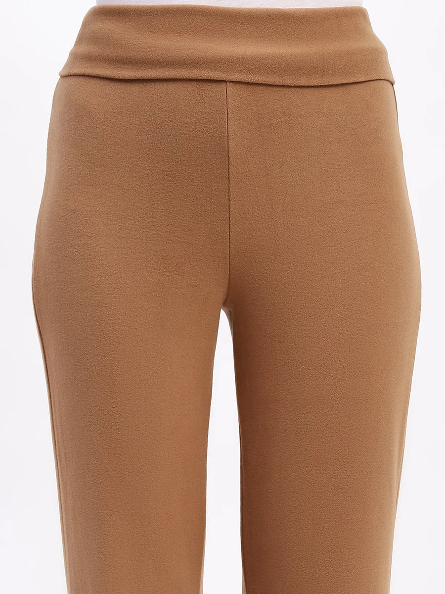 Beige Rayon Blend Bootcut Co-ord Set