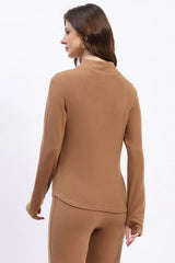 Beige Rayon Blend Bootcut Co-ord Set