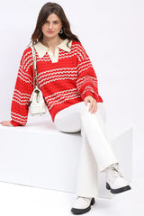Cozy Wool Blend Pullover - Red