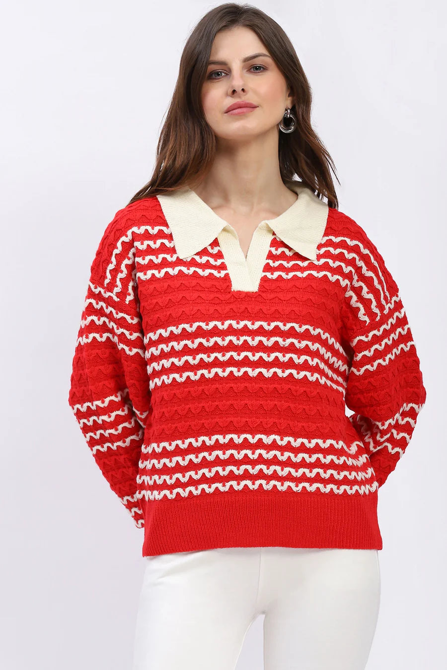 Cozy Wool Blend Pullover - Red