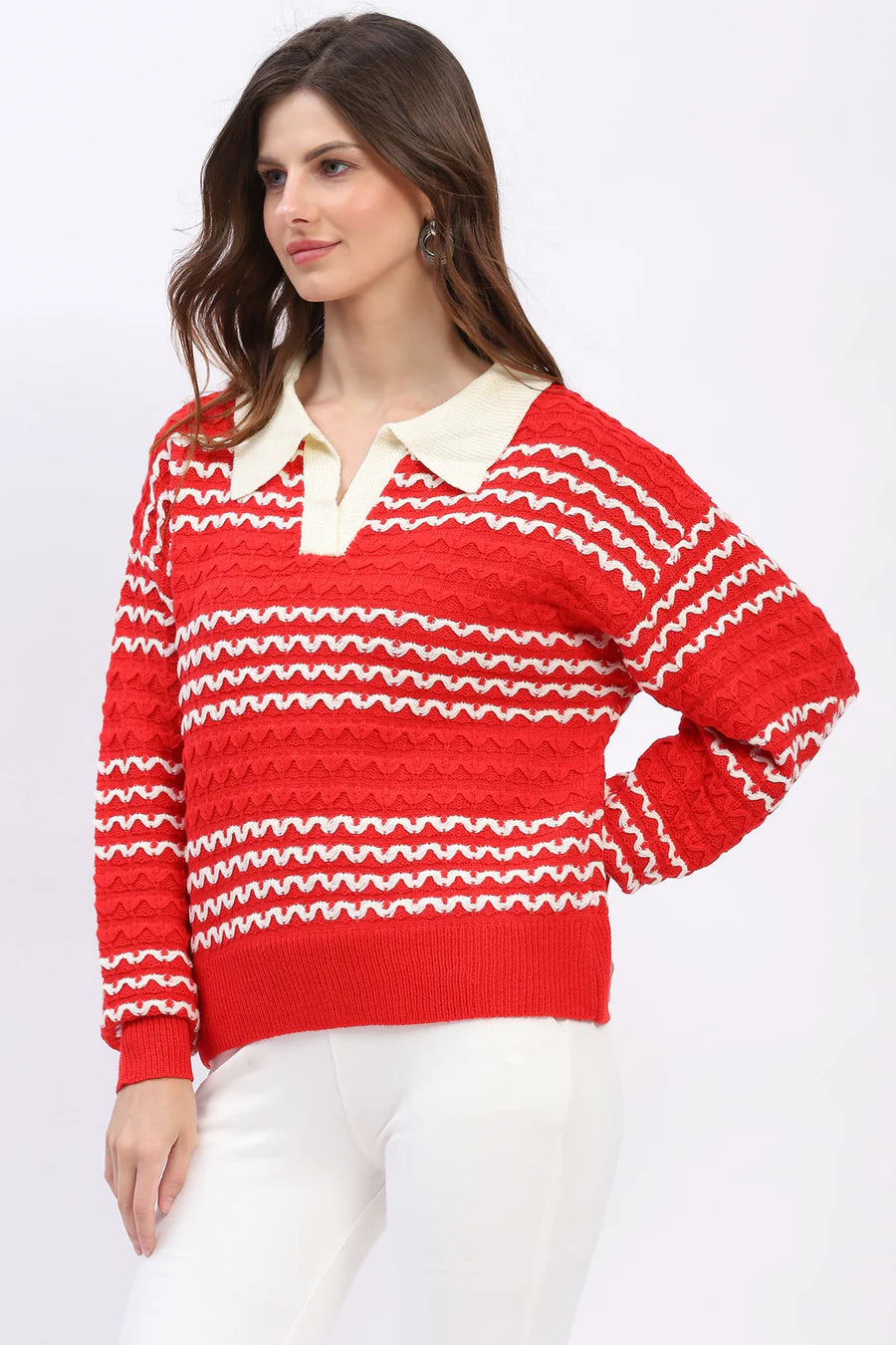 Cozy Wool Blend Pullover - Red