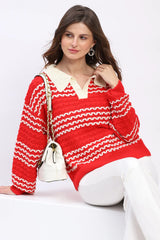 Cozy Wool Blend Pullover - Red