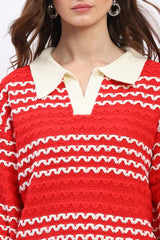 Cozy Wool Blend Pullover - Red