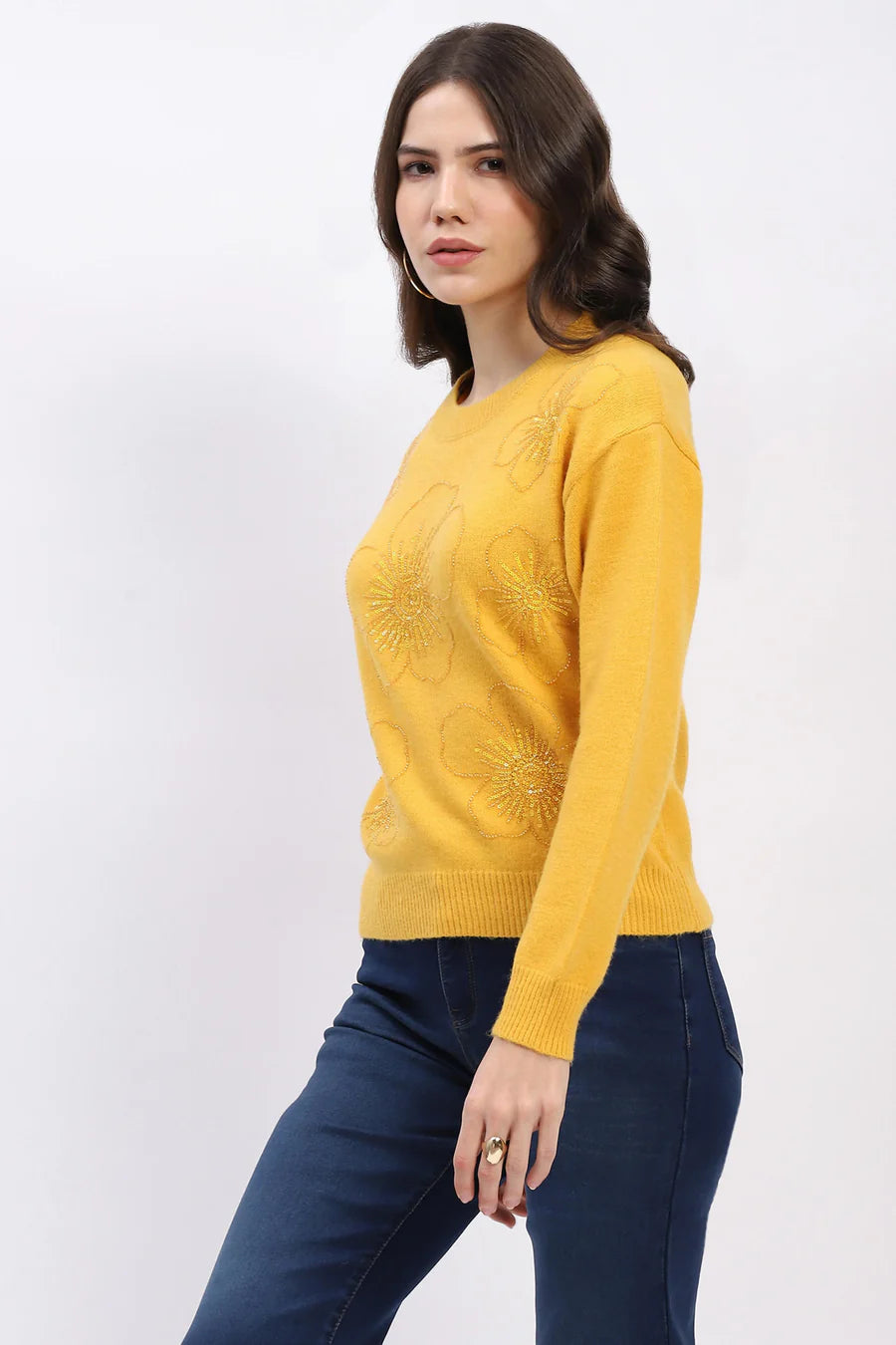 Floral Embellished Winter Pullover