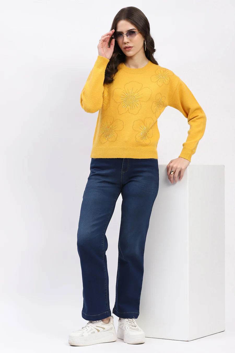 Floral Embellished Winter Pullover