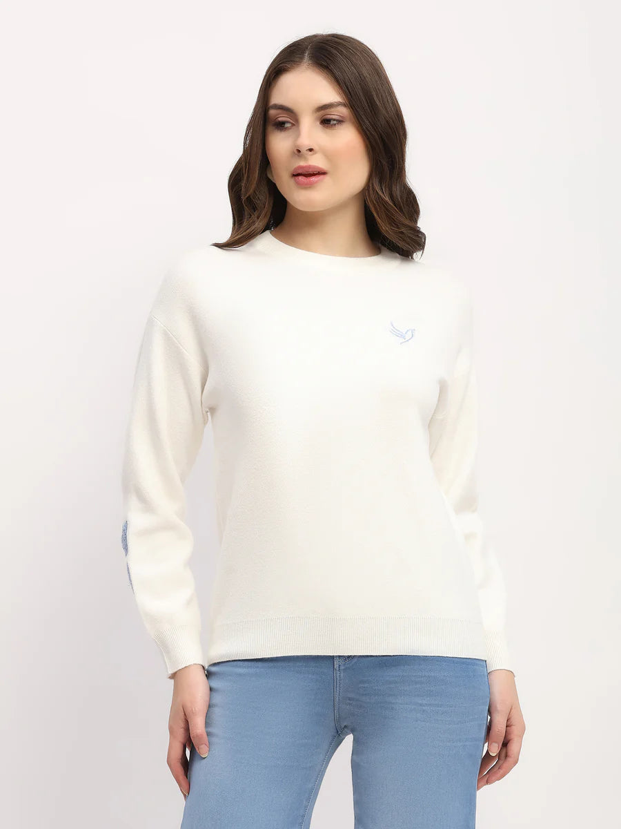 Off-White Embroidered Viscose Blend Pullover