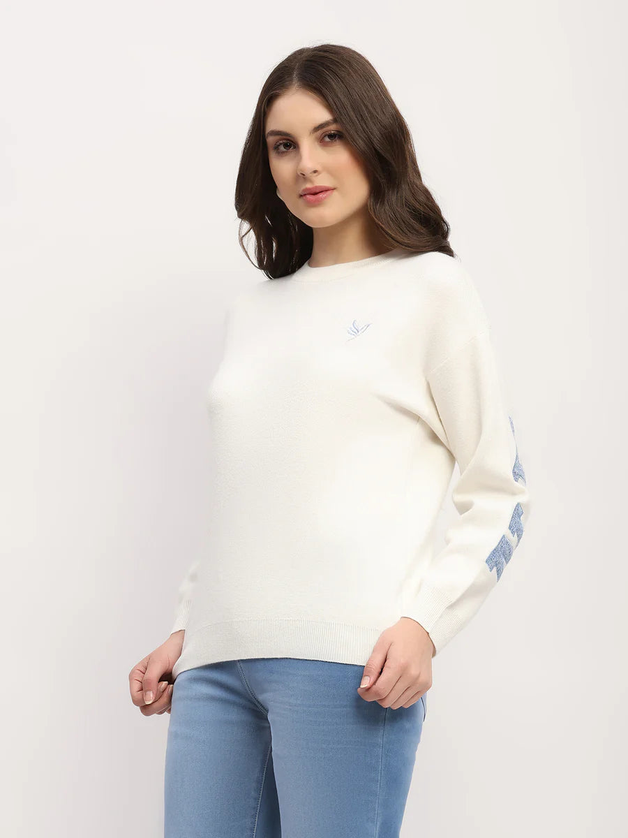 Off-White Embroidered Viscose Blend Pullover
