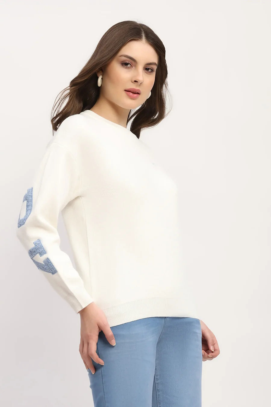 Off-White Embroidered Viscose Blend Pullover