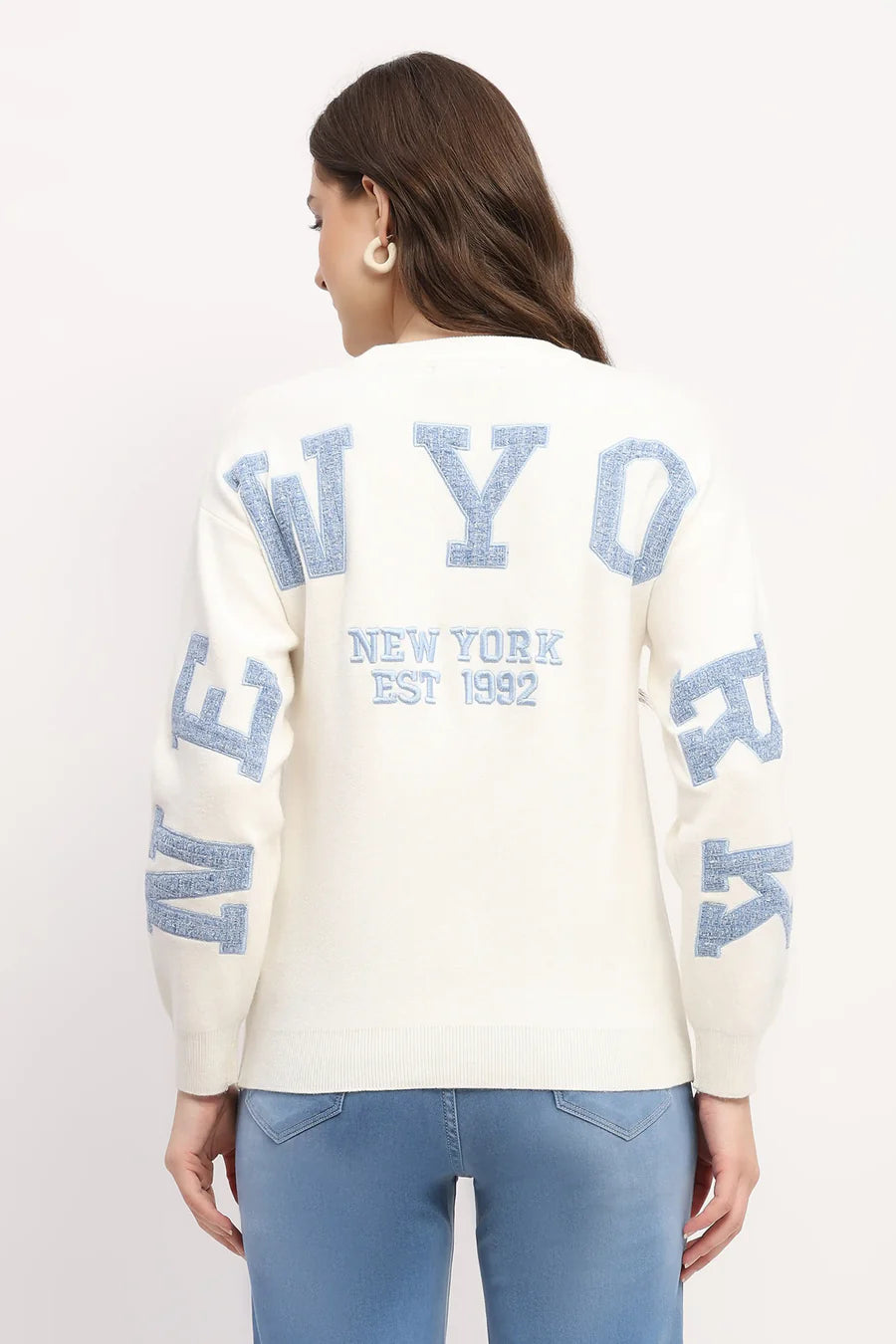 Off-White Embroidered Viscose Blend Pullover