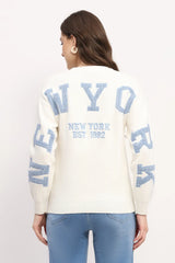 Off-White Embroidered Viscose Blend Pullover