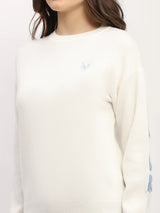 Off-White Embroidered Viscose Blend Pullover