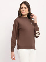Brown Embroidered Pullover