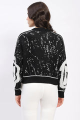 Black Monochrome Embellished Wool-Blend Pullover