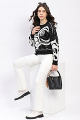 Black Monochrome Embellished Wool-Blend Pullover
