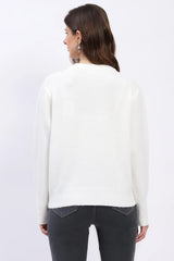 Embellished Wool Blend Pullover - Off-White