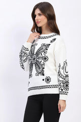 Floral Embroidered Pullover - Off-White