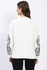 Floral Embroidered Pullover - Off-White