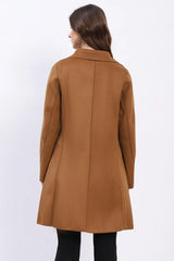 Brown Wool Blend Coat with Chic Detailing