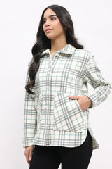 Grey Check Fleece-Lined Shacket