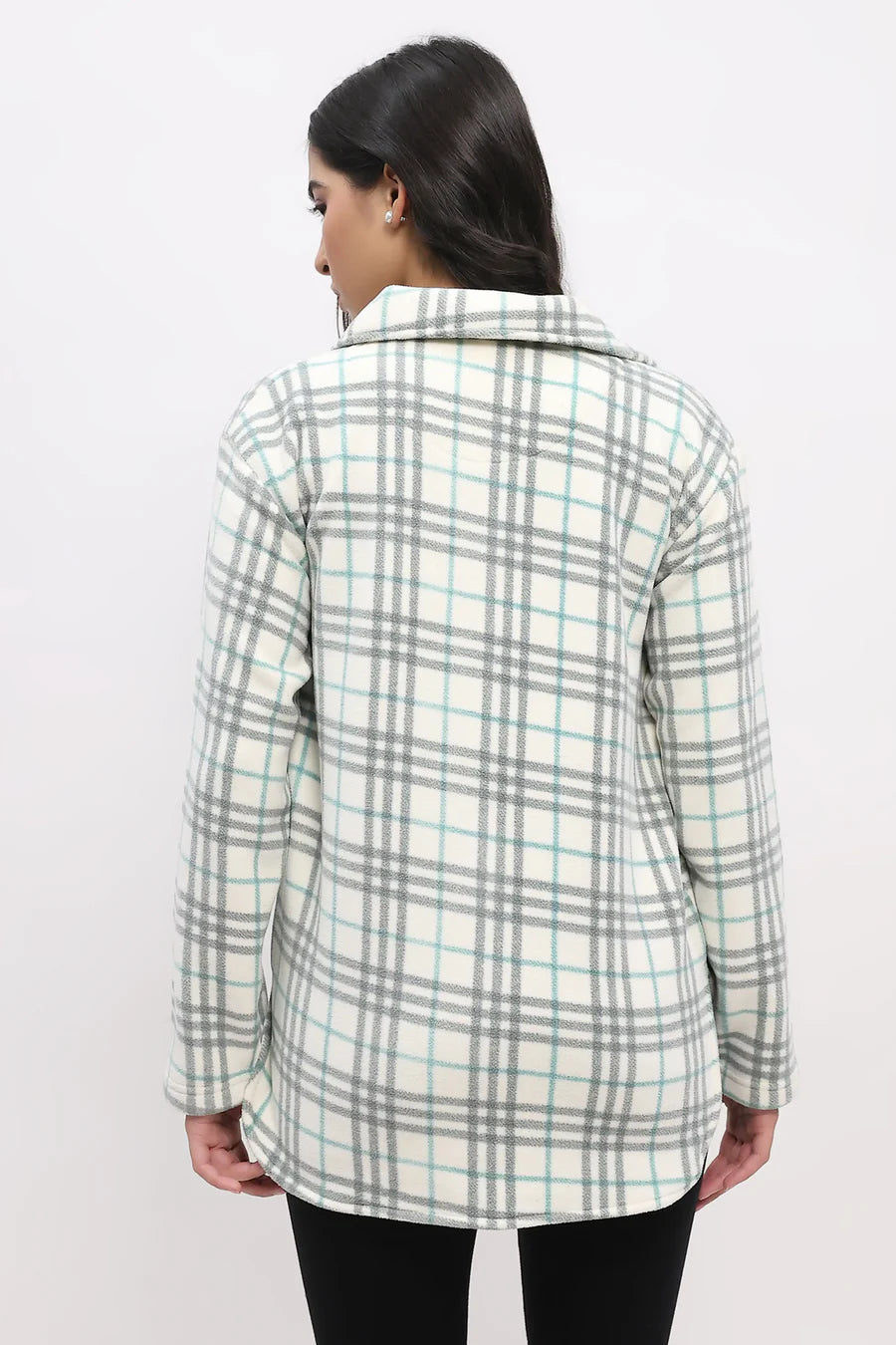 Grey Check Fleece-Lined Shacket