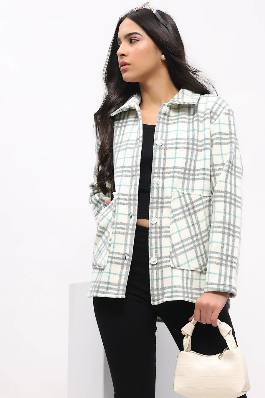 Grey Check Fleece-Lined Shacket