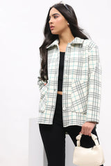 Grey Check Fleece-Lined Shacket
