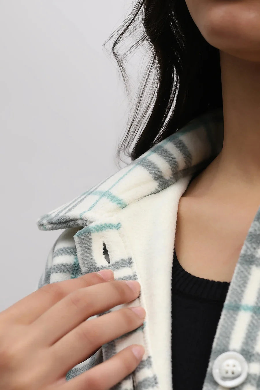 Grey Check Fleece-Lined Shacket