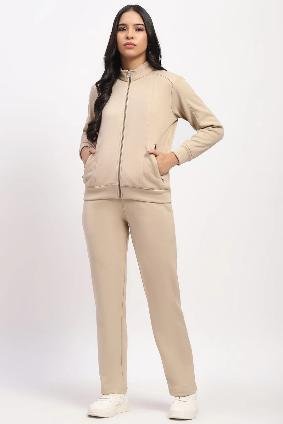 Beige Front-Open Co-ord Set