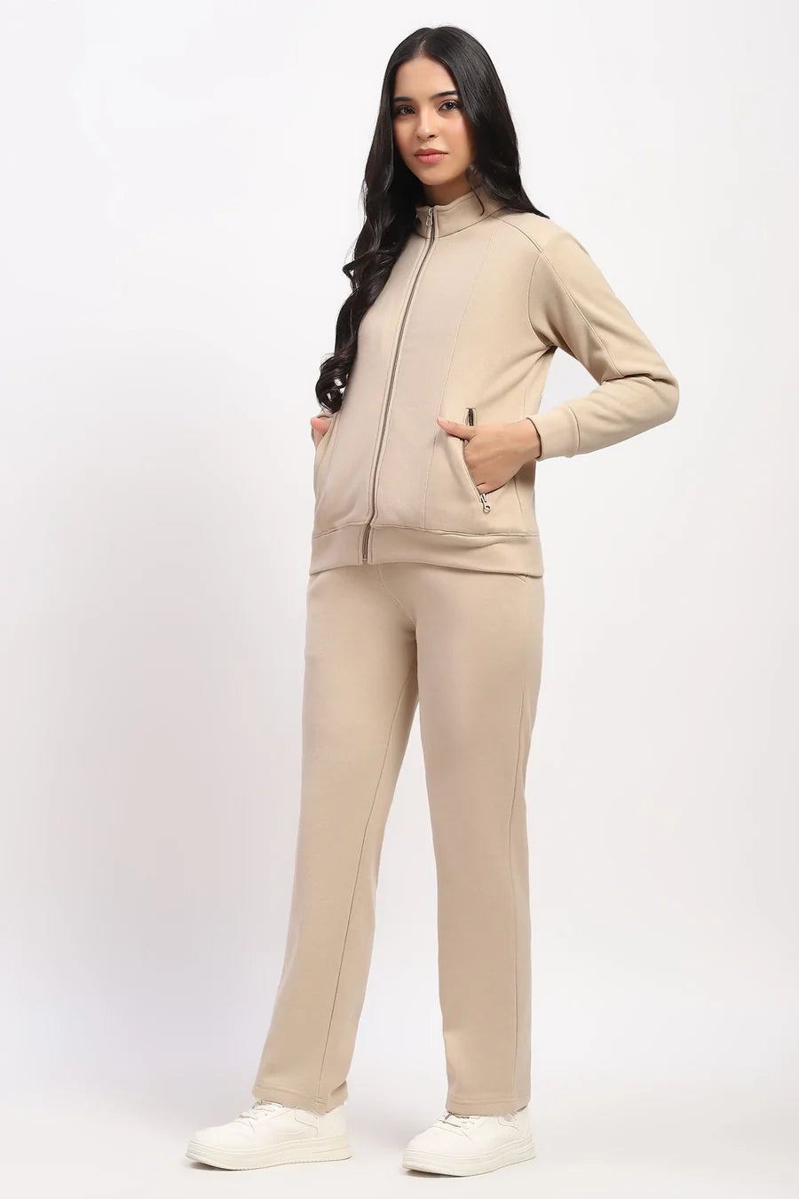 Beige Front-Open Co-ord Set