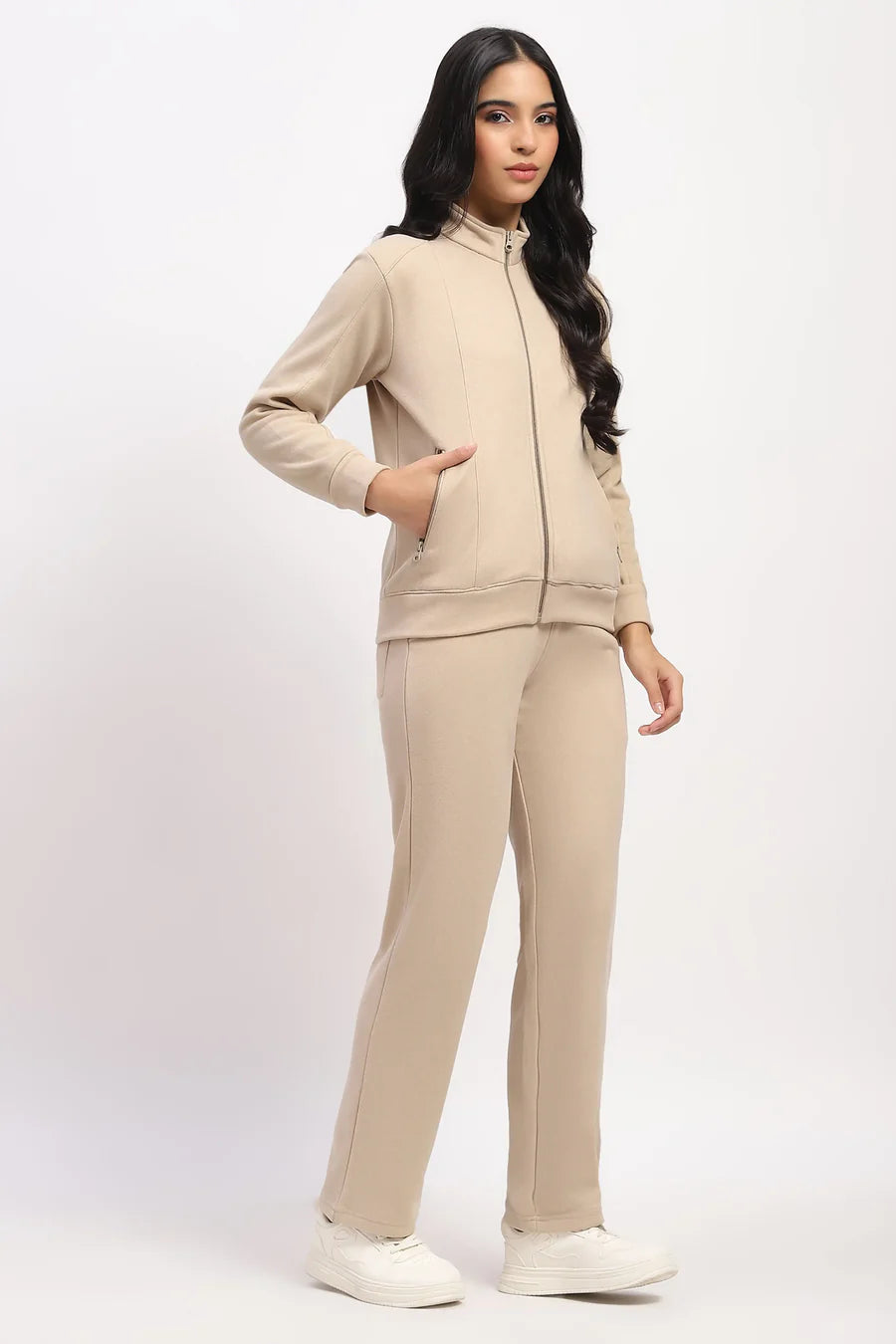 Beige Front-Open Co-ord Set