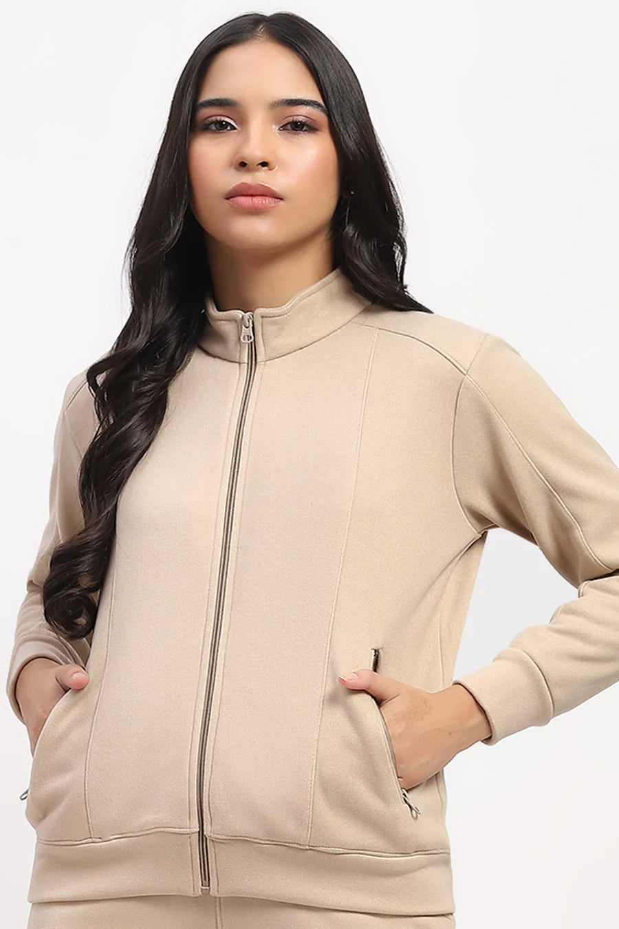 Beige Front-Open Co-ord Set