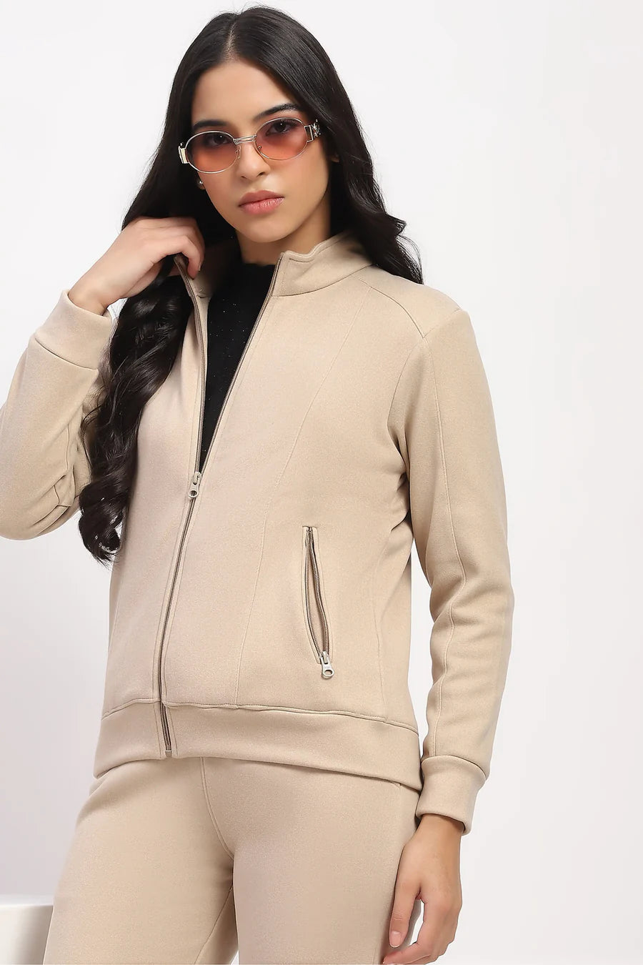 Beige Front-Open Co-ord Set