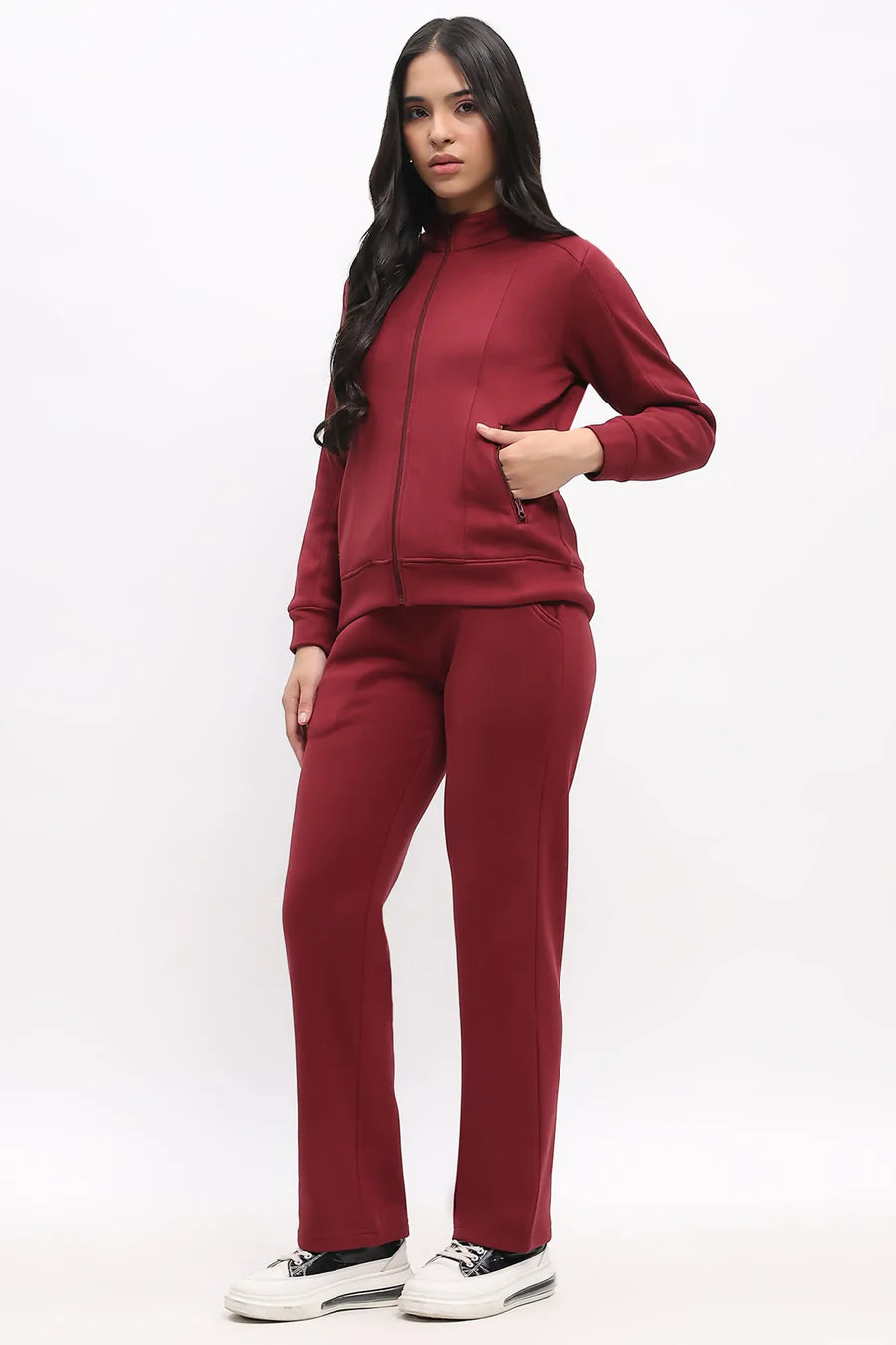 Maroon Front-Open Co-ord Set