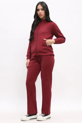 Maroon Front-Open Co-ord Set
