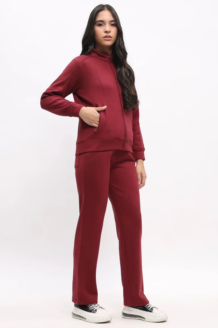 Maroon Front-Open Co-ord Set