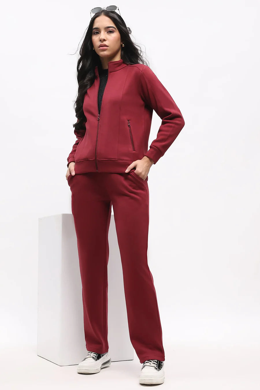 Maroon Front-Open Co-ord Set