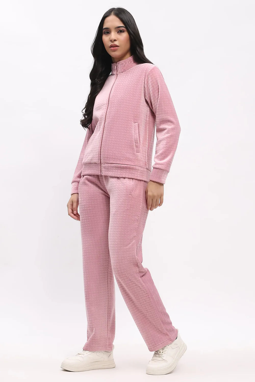 Pink Velvet-Finish Co-ord Set