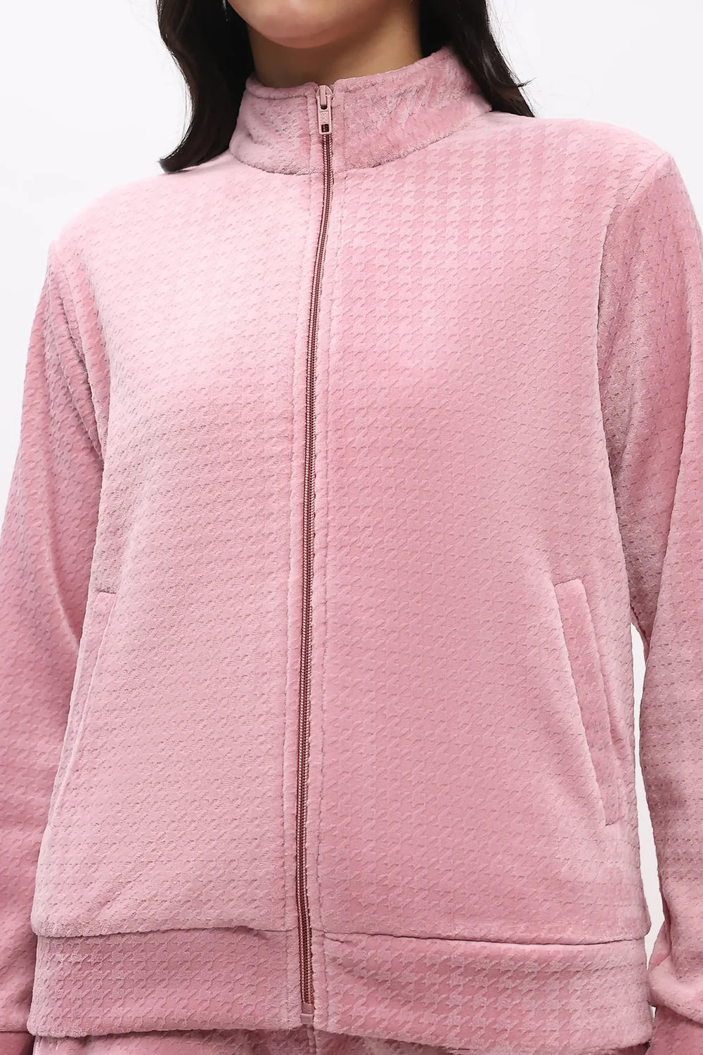 Pink Velvet-Finish Co-ord Set