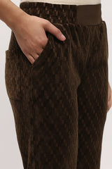 Brown Self-Design Velvet-Finish Co-ord Set