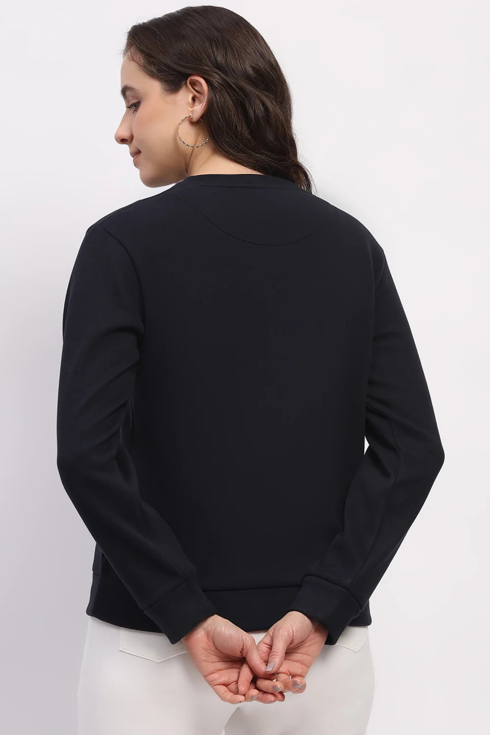 Navy Blue Embroidered Sweatshirt