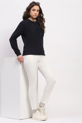 Navy Blue Embroidered Sweatshirt