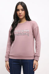 Sequin Embroidered Drop-Shoulder Sweatshirt - Pink